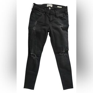 Frame Denim Gray Skinny Jeans with Distressed Detailing